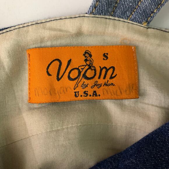 VOOM JOY HAN Dress Small Chambray Empire Waist Front Pockets Vintage 90's Y2K - Picture 11 of 14